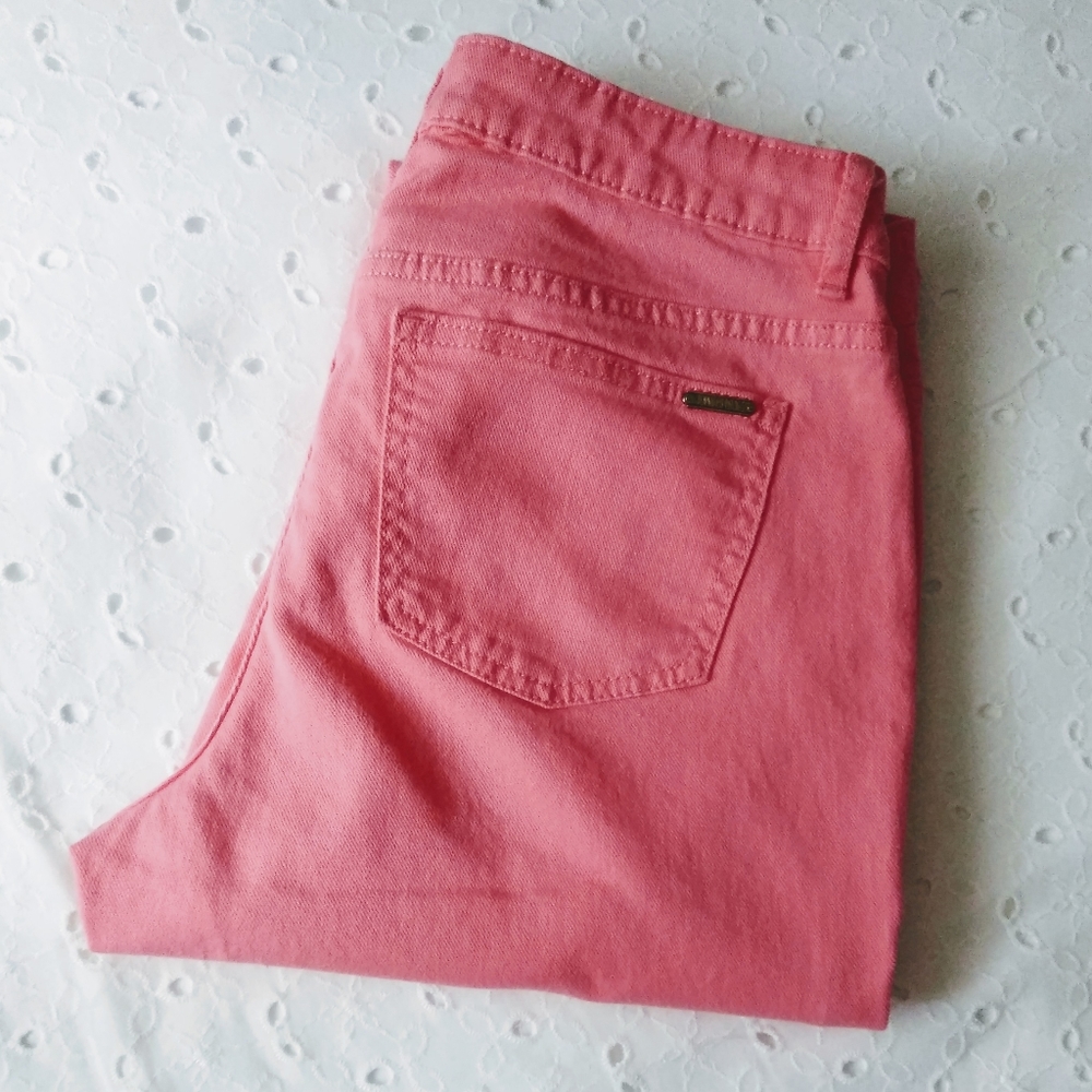 Jennifer Lopez Cropped Jeans Coral Pink Size 8 - Picture 4 of 9